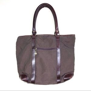 Hazel Vintage Brown Leather Zip Tote Travel Bag